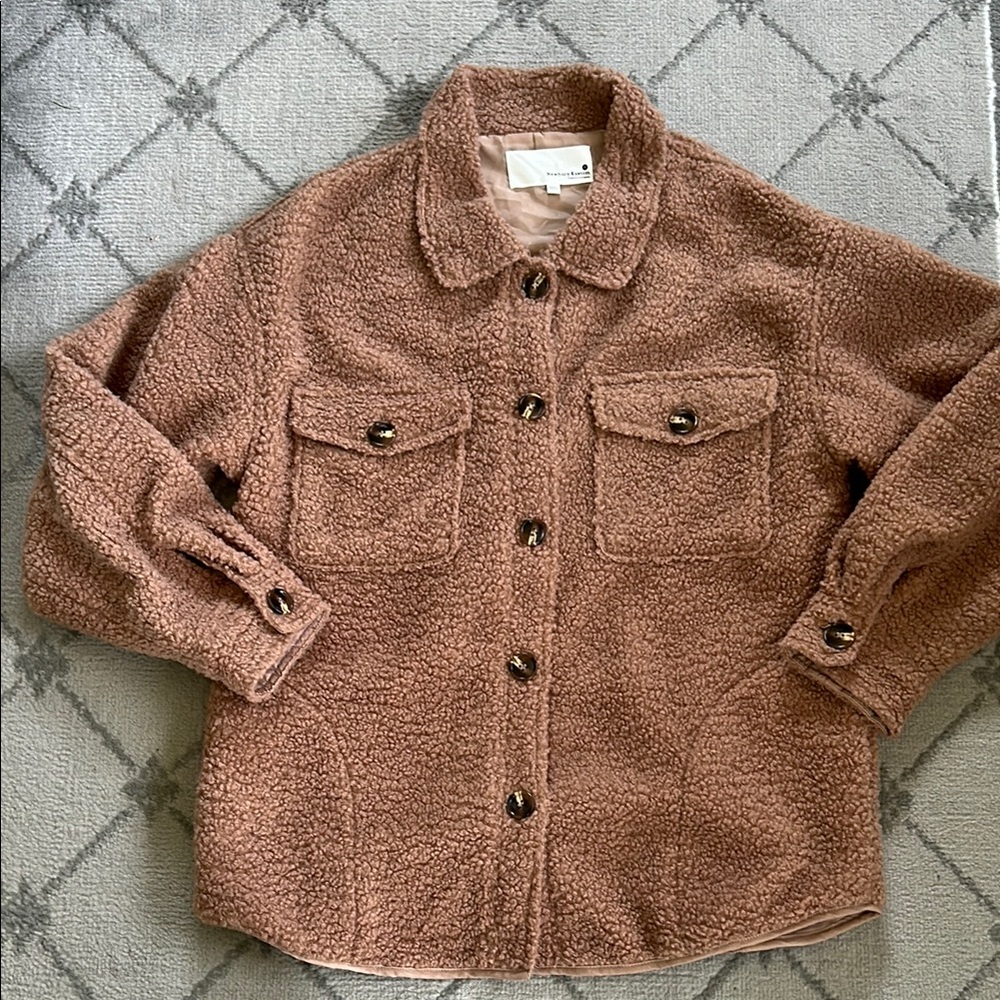 Newbury Kustom Brown Teddy Jacket Plush Oversized Style